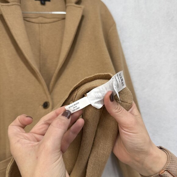 J Crew Blazer Womens 2 Large Tan Sweater Knit 2 Button Patch Pockets 570018 - Picture 8 of 11